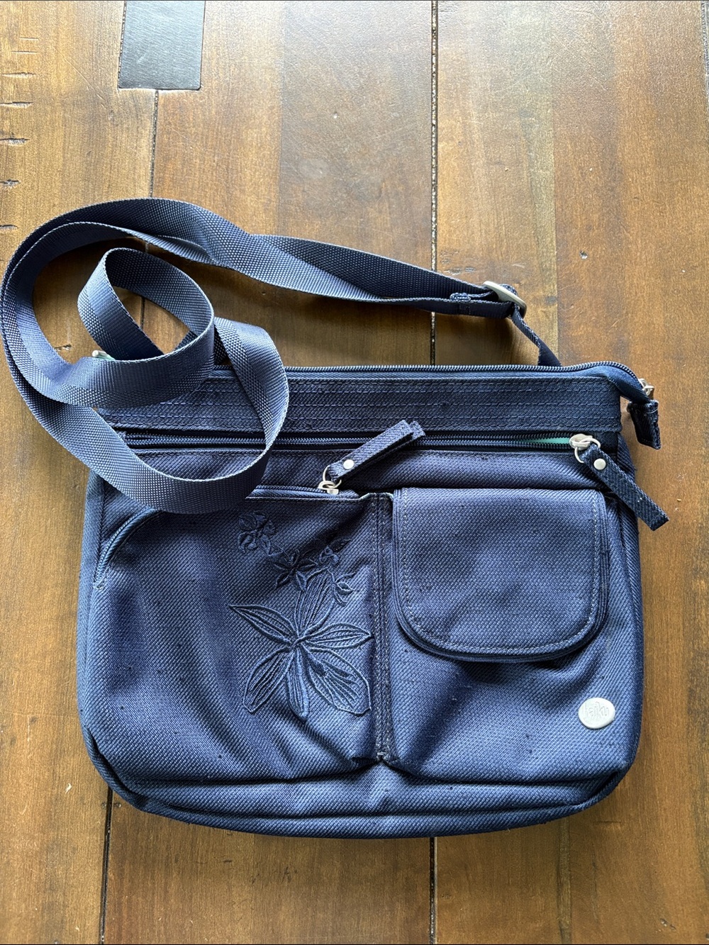 Haiku Navy Embroidered Crossbody Sling RFID  Bag